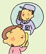 女性が排水設備指定工事店へ連絡しているイラスト