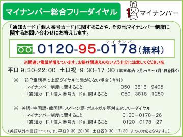 マイナンバー総合フリーダイヤルの案内