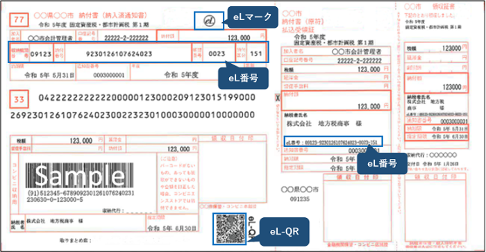 納付書のイメージ図(宇治田原町の納付書とはレイアウトが異なります)