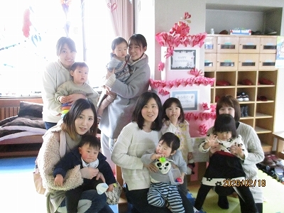 冬のお誕生会での記念写真