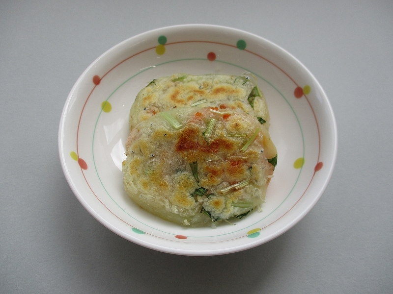 完成した水菜のじゃがいももちの写真