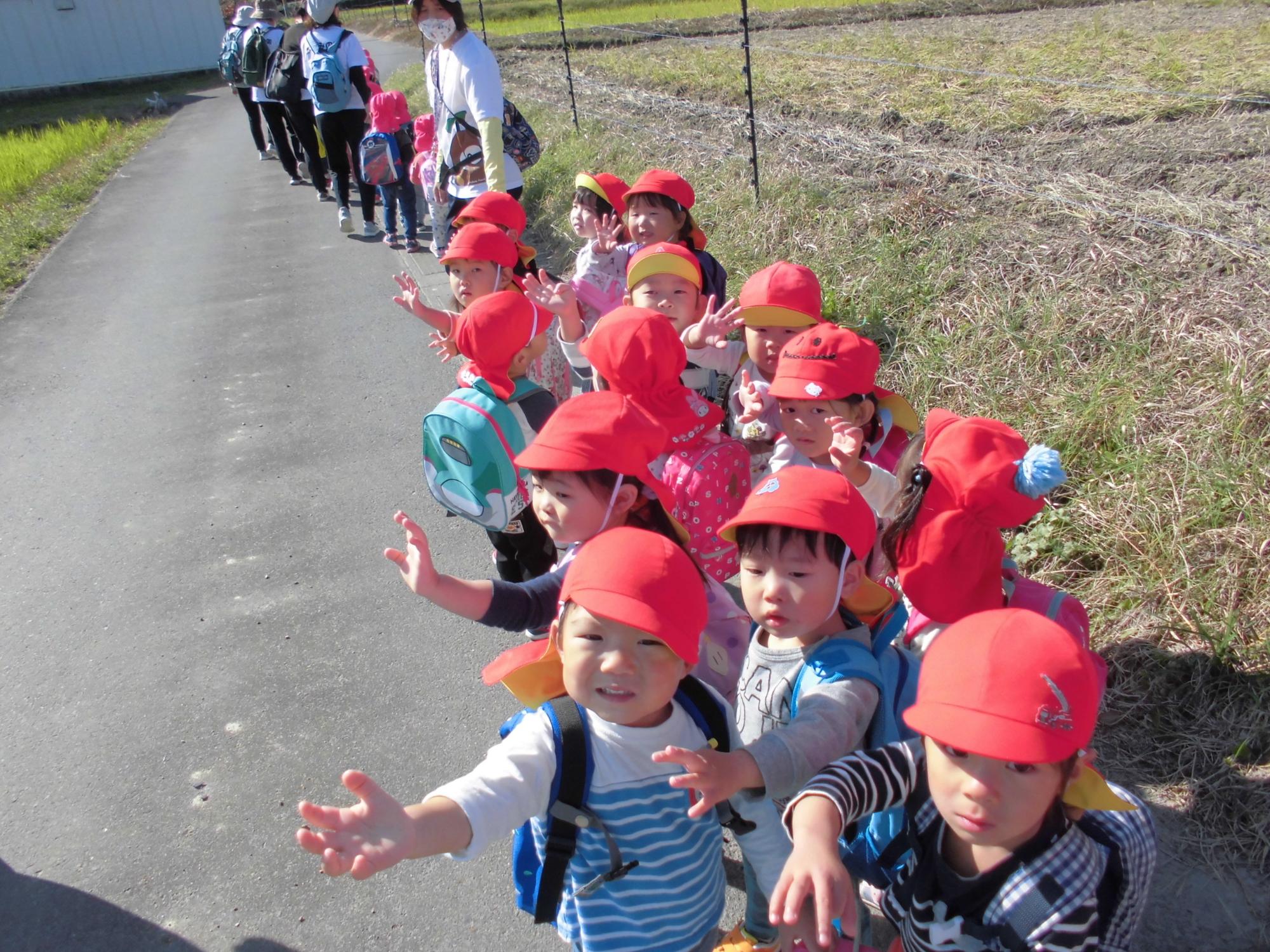 散歩をしている子ども達の写真